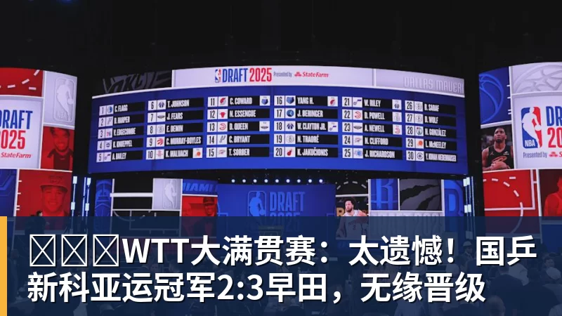 ​​​WTT大满贯赛：太遗憾！国乒新科亚运冠军2:3早田，无缘晋级