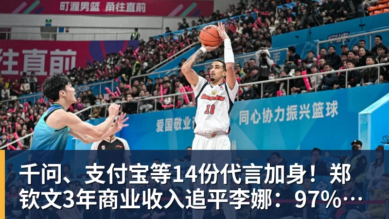 千问、支付宝等14份代言加身！郑钦文3年商业收入追平李娜：97%来自赞助商